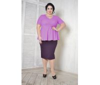 блуза с баской больших размеров фиолетовая