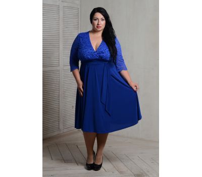 Красивые строгое синее платье для полных купить в москве дешево